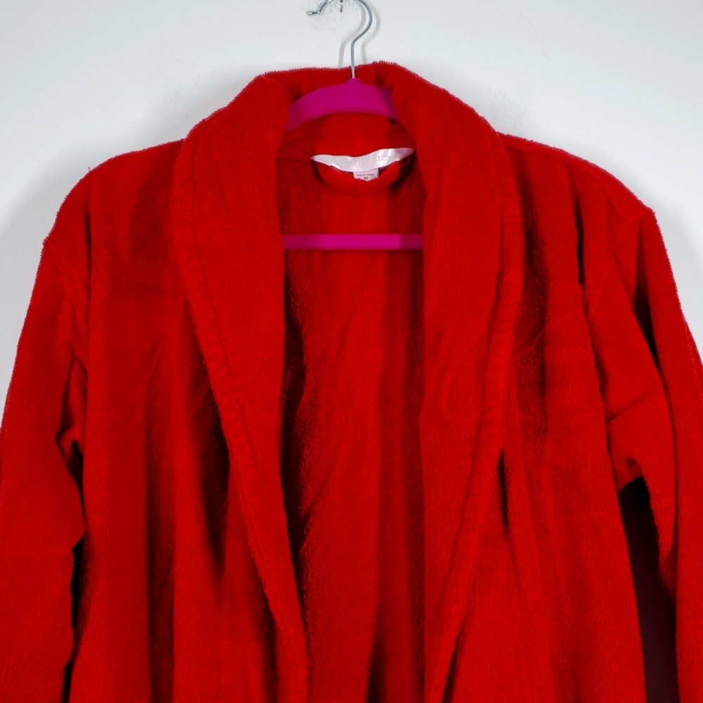 Vintage Y2K Victoria's Secret Red Cotton Terry Bathrobe Robe M 2004 - Picture 4 of 10